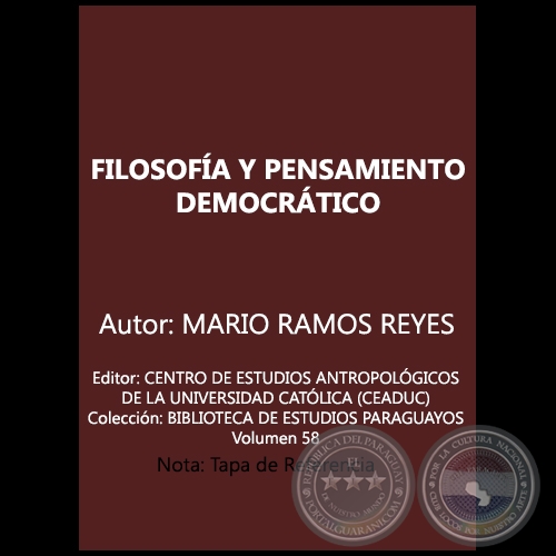 FILOSOFA Y PENSAMIENTO DEMOCRTICO - Autor: MARIO RAMOS REYES - Ao 1998
